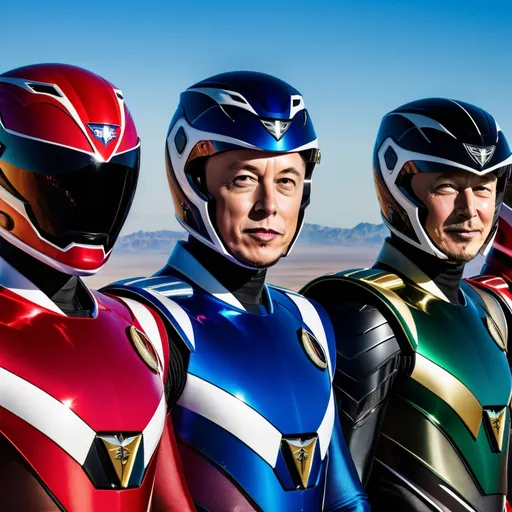 Prompt: Power Rangers all with Elon musk face