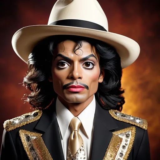 Prompt: Mexican Micheal Jackson, Stock photo portrait of scary most ugliest person in the universe  with photo studio background of Michael Jackson worst imitator most ugly and creepy workers with junkies and crackhead appearances, disheveled attire, dilated pupils, grimy and unkempt surroundings, low-quality, gritty realism, documentary style, desaturated colors, harsh lighting, intense expressions, drug-induced demeanor, raw and unfiltered, unprofessional, rough and rugged