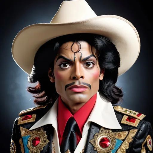 Prompt: Mexican Micheal Jackson, Stock photo portrait of scary most ugliest person in the universe  with photo studio background of Michael Jackson worst imitator most ugly and creepy workers with junkies and crackhead appearances, disheveled attire, dilated pupils, grimy and unkempt surroundings, low-quality, gritty realism, documentary style, desaturated colors, harsh lighting, intense expressions, drug-induced demeanor, raw and unfiltered, unprofessional, rough and rugged