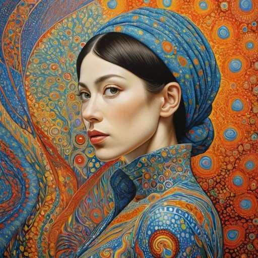 Prompt: Overdetailed , Most beautiful woman in the world , The most beautiful painting highly detailed extremely detailed oil on canvas crisp quality colourful Picasso Van Gogh no text klimt Alex Grey Bridget Riley Yayoi Kusama Figurative Art murakami  extremely detailed background