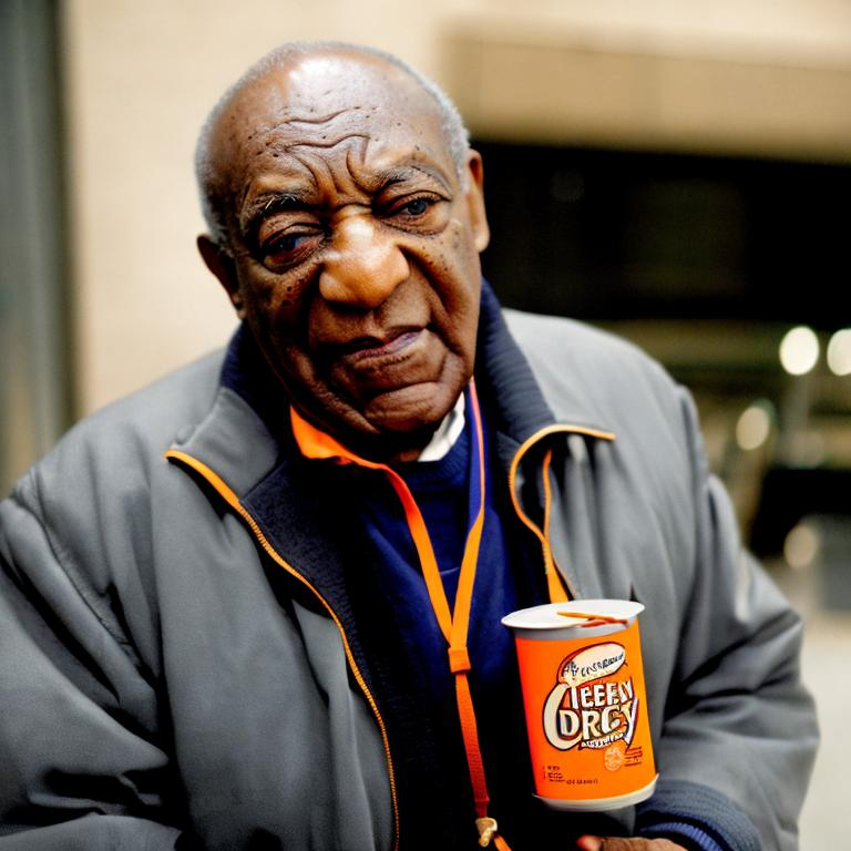 Prompt: Uncle Ben played by Bill Cosby a close up of a orange box of rice, uncle ben's rice , Bill Cosby advert logo, mascot, iconic logo, iconic logo symbol, rice mascot, photograph of drake the rapper, u.s. national security advisor, icon, trevor phillips, unmistakably kenyan, official product photo, uncle aloysius, film still from avengers endgame