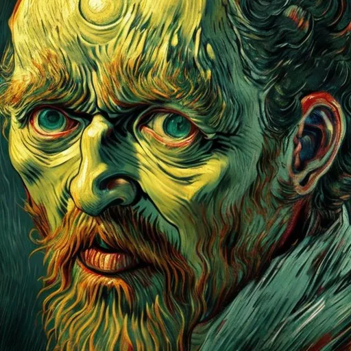 Prompt: portrait of the god of dreams with the monster from the goonies , in the style of  van gogh, digital art, artgerm, trending on artstation