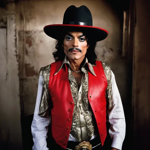 Prompt: Mexican Micheal Jackson, Stock photo portrait of scary most ugliest person in the universe  with photo studio background of Michael Jackson worst imitator most ugly and creepy workers with junkies and crackhead appearances, disheveled attire, dilated pupils, grimy and unkempt surroundings, low-quality, gritty realism, documentary style, desaturated colors, harsh lighting, intense expressions, drug-induced demeanor, raw and unfiltered, unprofessional, rough and rugged