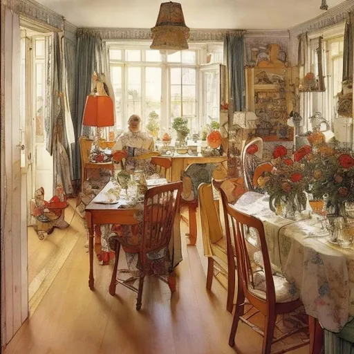 Prompt:  Style Carl Larsson, Style  like A Day of Celebration. From A Home