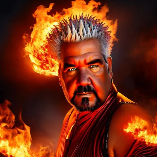 Prompt: guy fieri, sisyphus, hair made of flames, fire superhero guy fieri, wearing red speedos ,
hell, 4k, hd, 1080p