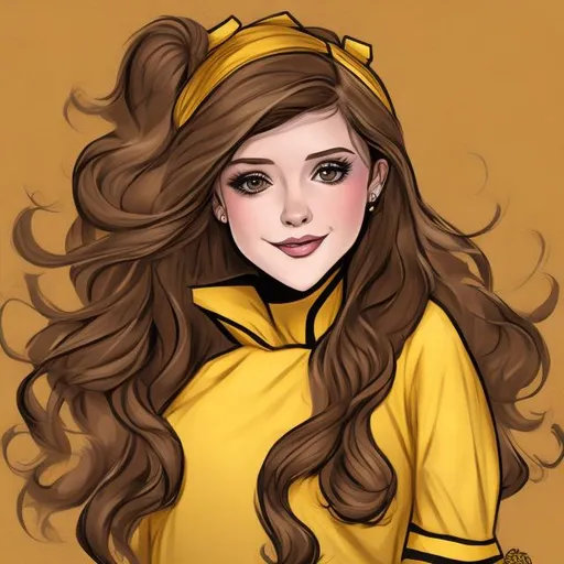 Prompt: hufflepuff girl with brown hair art