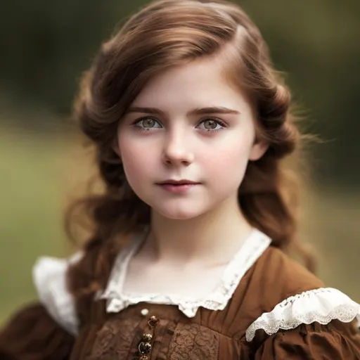 Prompt: Wealthy, stylish girl of the Victorian era, brown hair, facial closeup