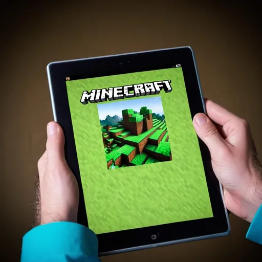 Prompt: minecraft in a tablet