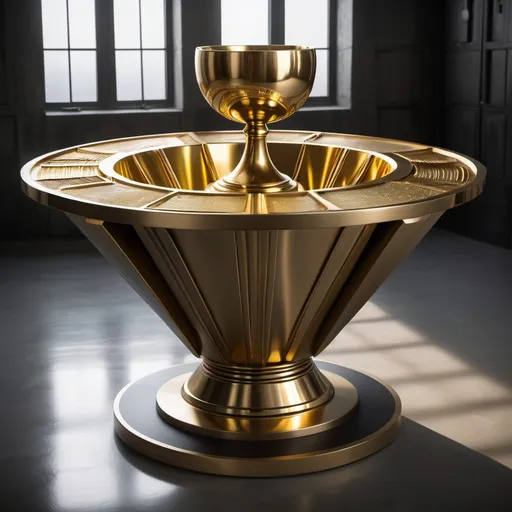 Prompt: kryptonian golden cup table