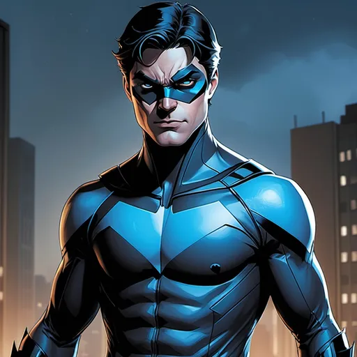 Prompt: Richard Grayson blue suit Nightwing