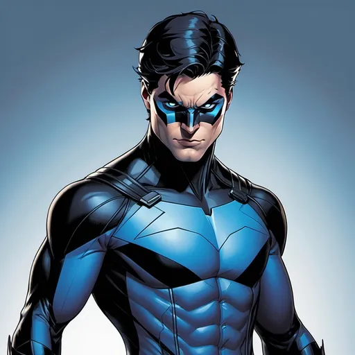 Prompt: Richard Grayson blue suit Nightwing