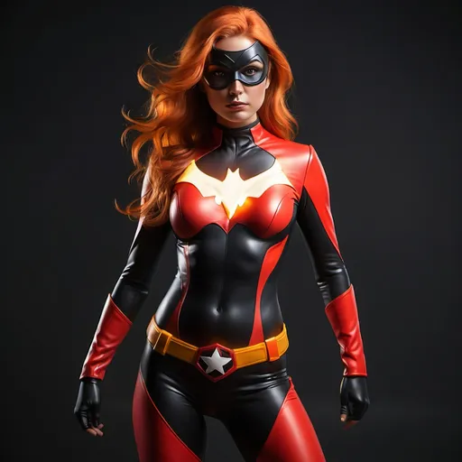 Prompt: Night flame female superhero suit