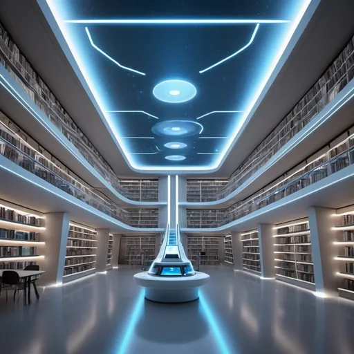 Prompt: a fancy modern library, make it super futuristic and techninogically advanced
think of the jedi archives from Star Wars. make it look like the archives
