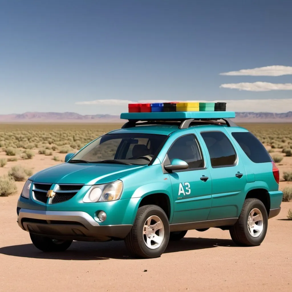 Prompt: Pontiac aztek as a Pixar cars character, breaking bad 