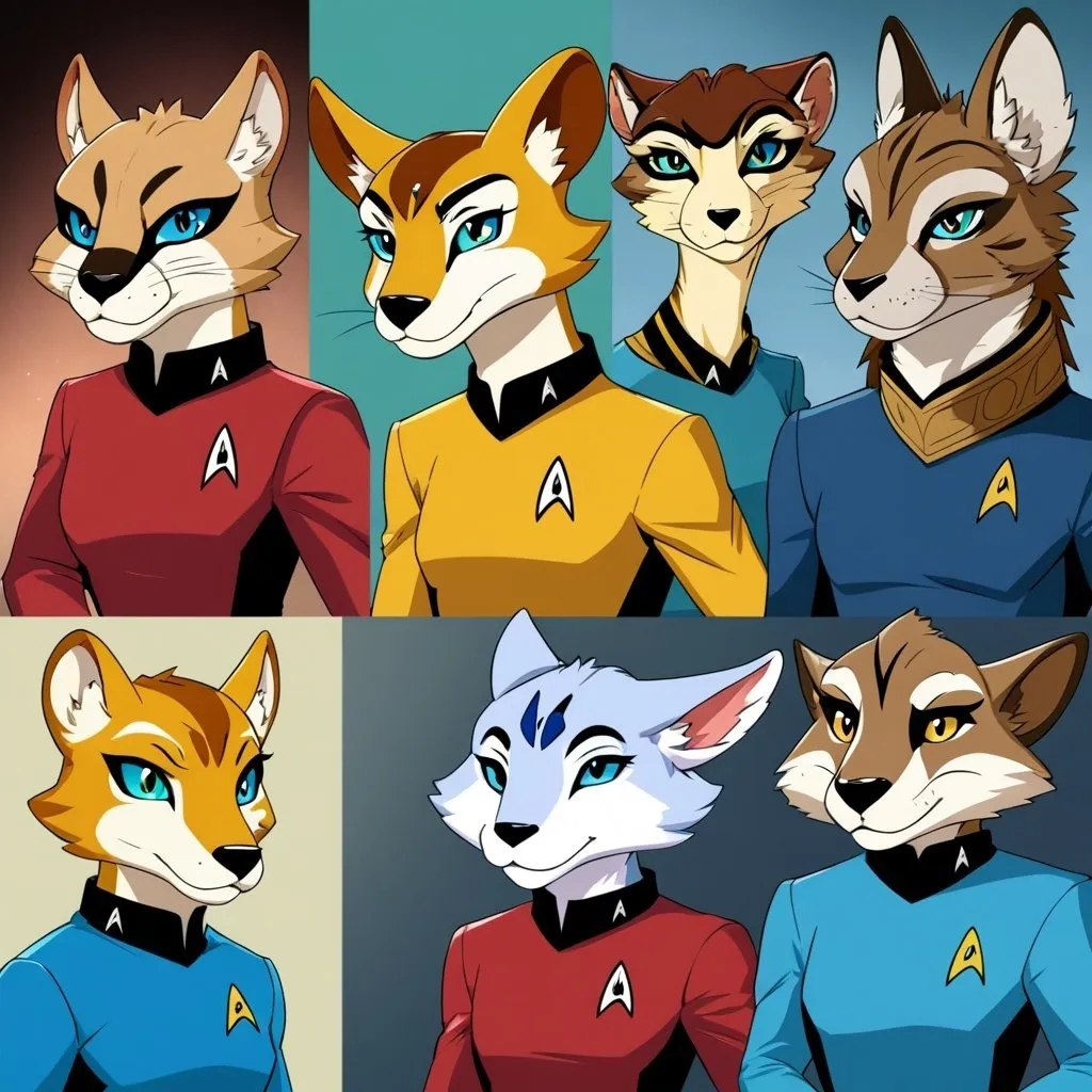 Prompt: The cast of star trek as anthro furry ever evolutions