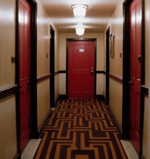 Prompt: Pee pouring out of the elevators from the shining 