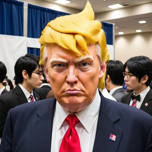 Prompt: Somebody cosplaying as Donald Trump at anime convention 