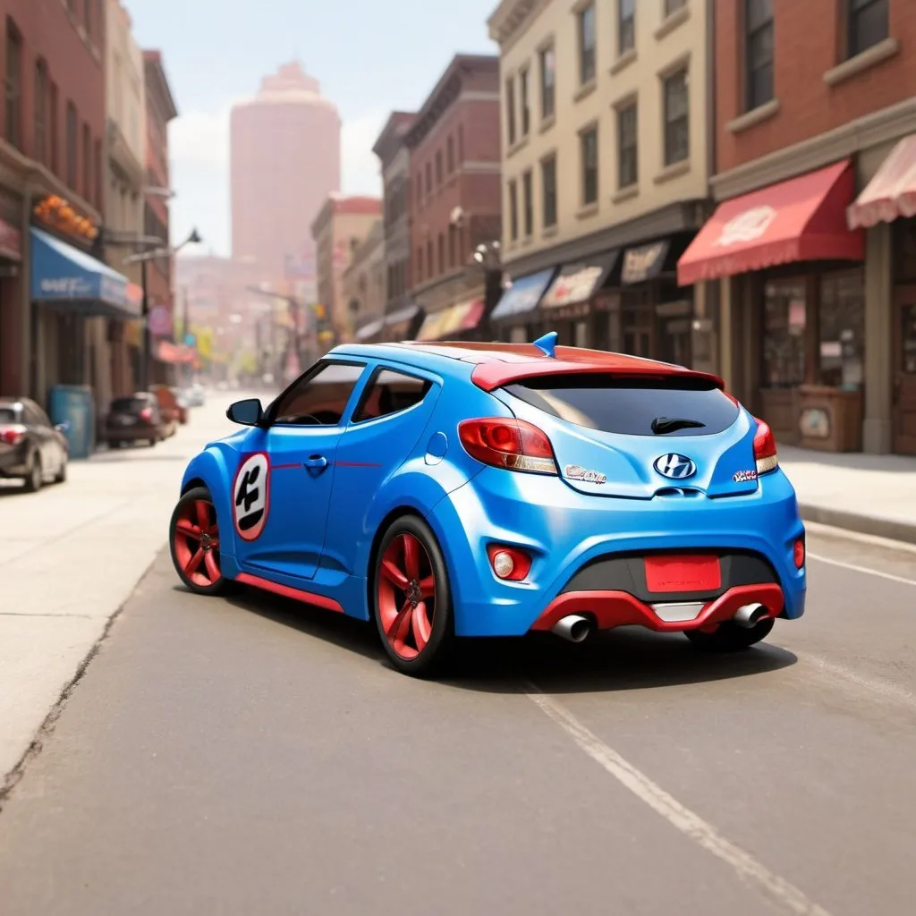 Prompt: Hyundai Veloster as a Pixar cars character 