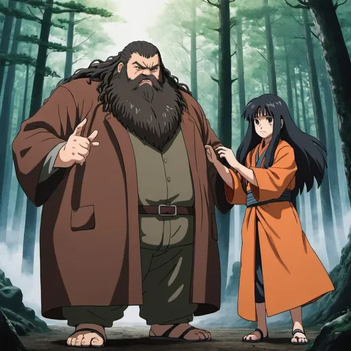 Prompt: Hagrid raising kurama (Naruto)