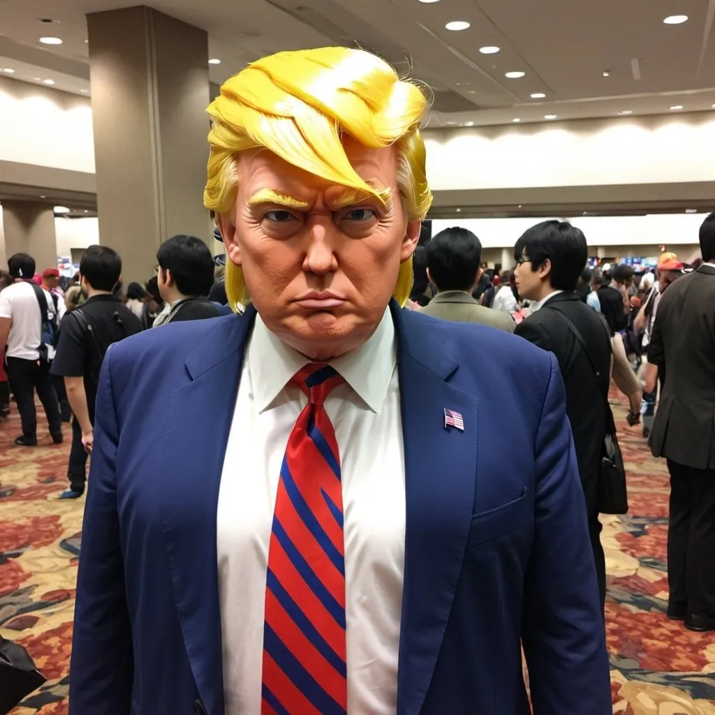 Prompt: Somebody cosplaying as Donald Trump at anime convention 