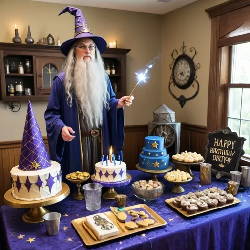 Prompt: Wizard themed Birthday party for adults 