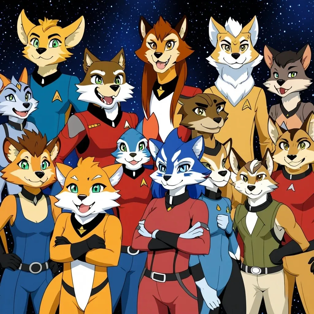 Prompt: The cast of start trek and anthro furry ever evolutions