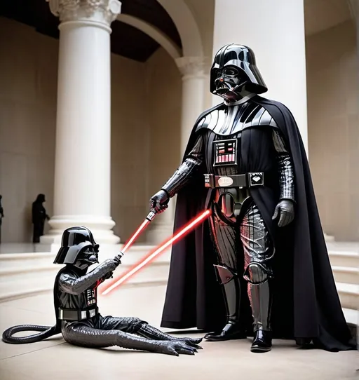 Prompt: Trump and Darth Vader as slitherins