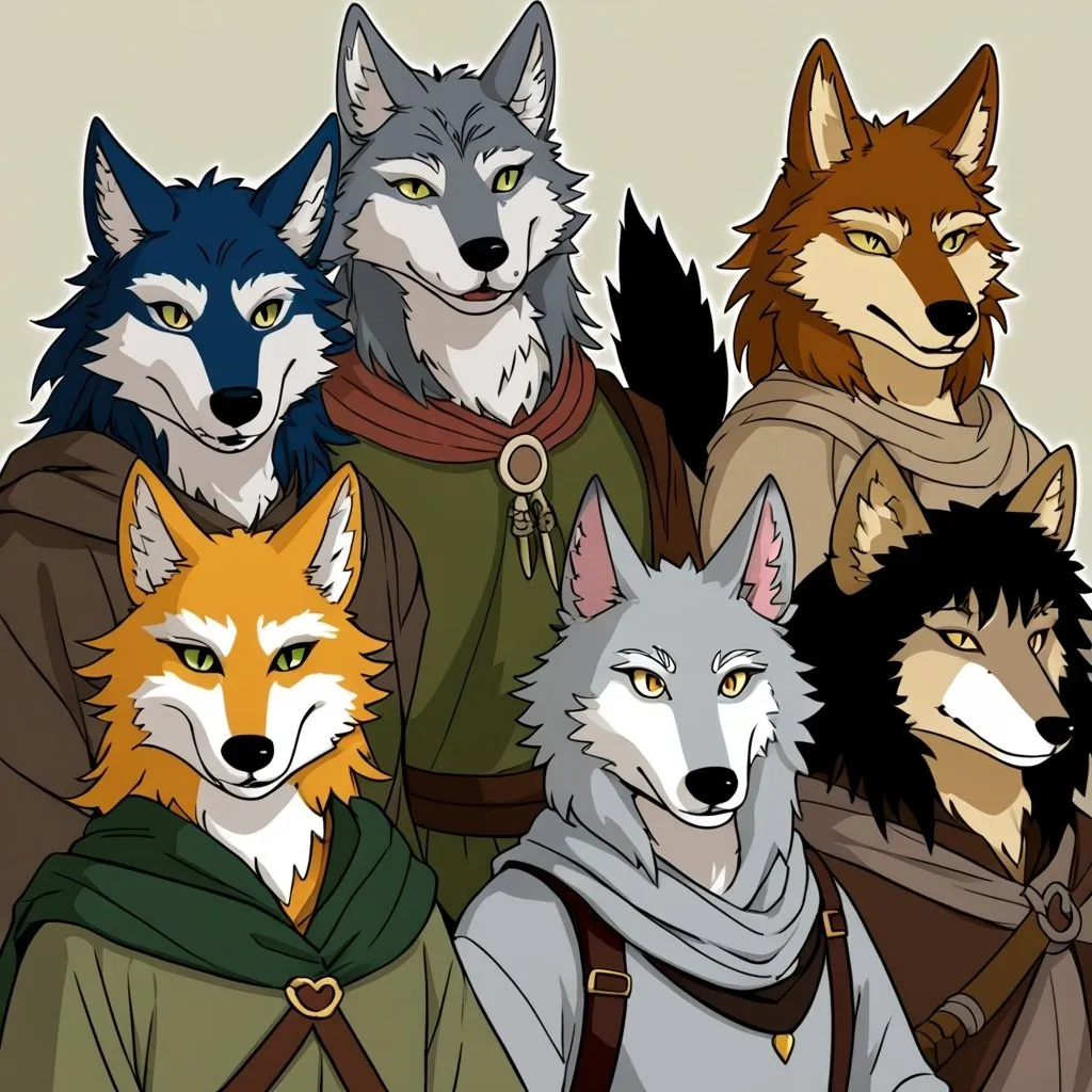 Prompt: The cast of Lord of the rings as anthro furry wolves