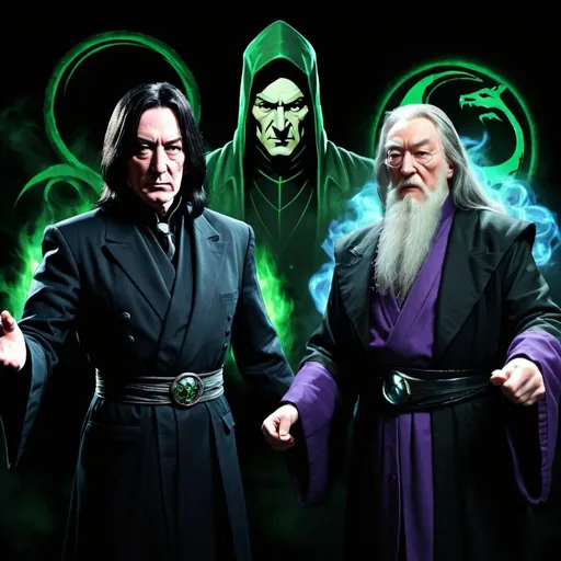 Prompt: Snape vs dumbledore, mortal Kombat, HUD, retro, pixels