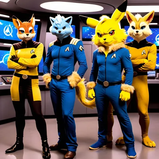 Prompt: Furry, anthro, pokemon, star trek crew