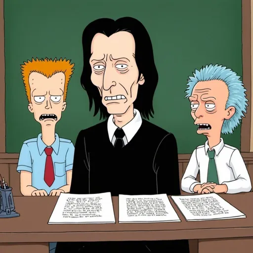 Prompt: Snape teaching Beavis and Butthead 