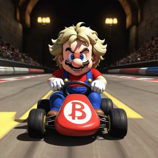 Prompt: Beethoven in Mario kart 