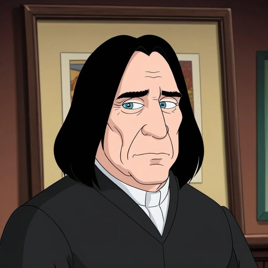 Prompt: Snape in family guy, family guy eyes 