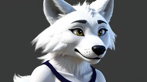 Prompt: White Anthro furry female wolf as done by pixar