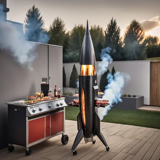 Prompt: A bbq that looks like a rocket