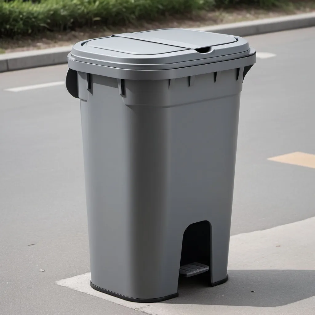 Prompt: The design of the garbage can is gray.    The ability to separate waste in the garbage can.                            Garbage cans should be designed from different angles. 