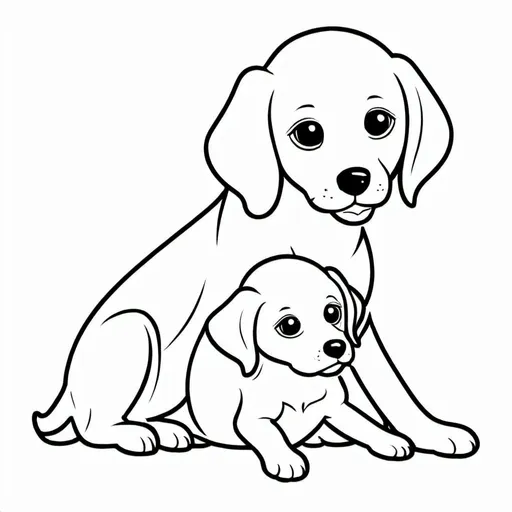 Prompt: A puppy with it's mom