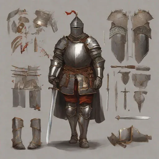 Prompt: A powerful Knight mercenary with historically accurate armor