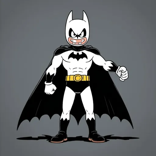 Prompt: Cuphead White Batman suit