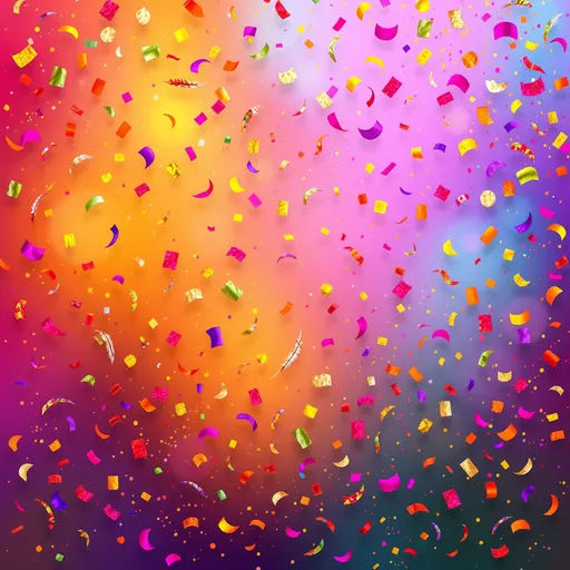 Prompt: Um fundo vibrante e festivo inspirado no Carnaval brasileiro, com confetes coloridos espalhados sobre um gradiente de cores neon vibrantes, que vai de tons quentes de dourado e laranja a frios como roxo e azul. Elementos abstratos e suaves, como máscaras, plumas e detalhes tropicais, estão incorporados ao design com um brilho artístico discreto. A textura é fluida e enérgica, perfeita para transmitir a alegria e a celebração do Carnaval, ideal para ser usada como fundo de artes gráficas e postagens em redes sociais. A resolução da imagem deve ter pelo menos 4 MP, e se for um visual vetorial, pelo menos 15 MP
