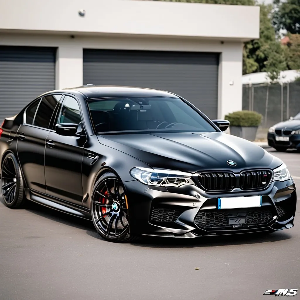 Prompt: a car bmw M5 black secren with all detail
