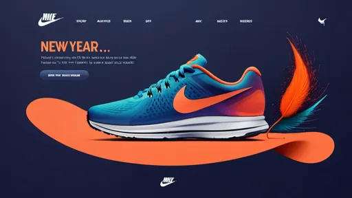 Prompt: "Create a New Year-themed landing page for Nike that showcases a fresh, vibrant, and modern design using a completely new color palette, distinct from their traditional branding colors. The Nike logo should remain unchanged, maintaining its iconic status, but the rest of the design should be bold and celebratory, reflecting the energy of the New Year use graphic elements related to new year along with shoe.