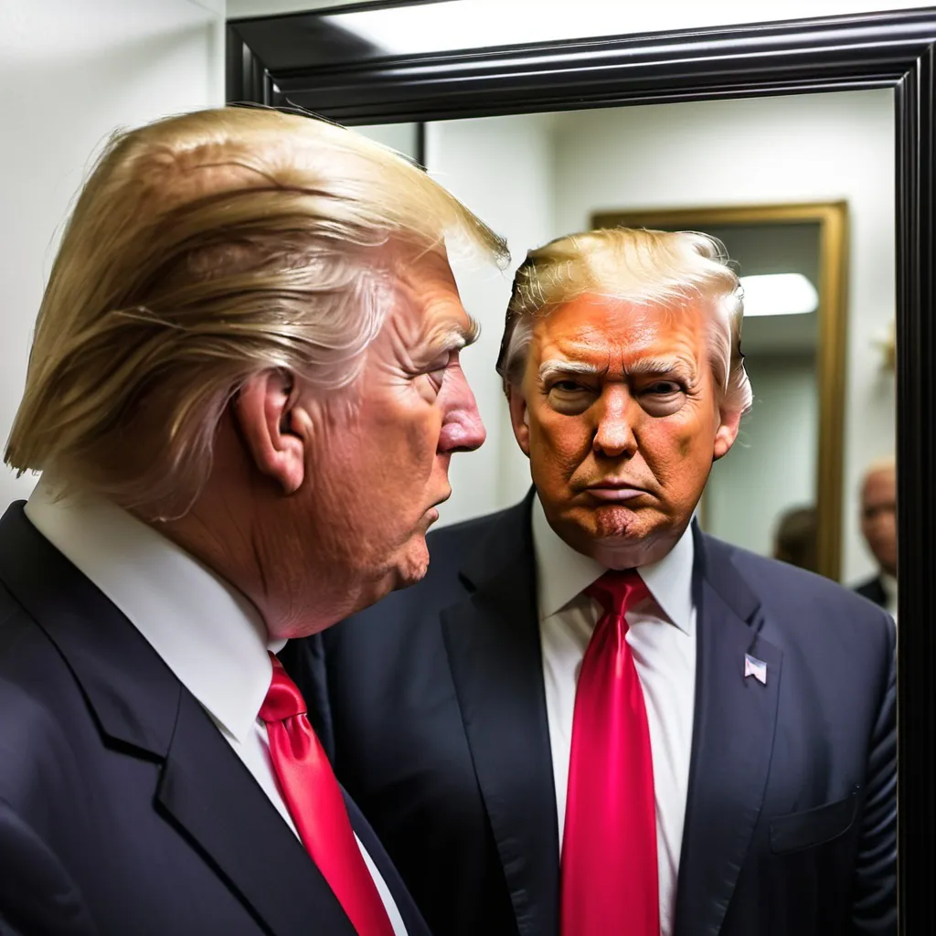 Prompt: Donald trump looking into mirror