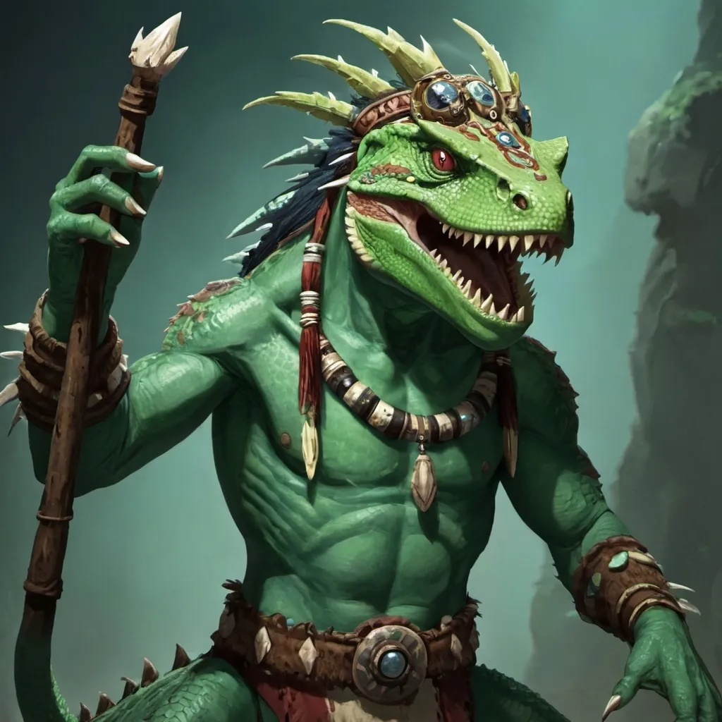 Prompt: Lizardman shaman