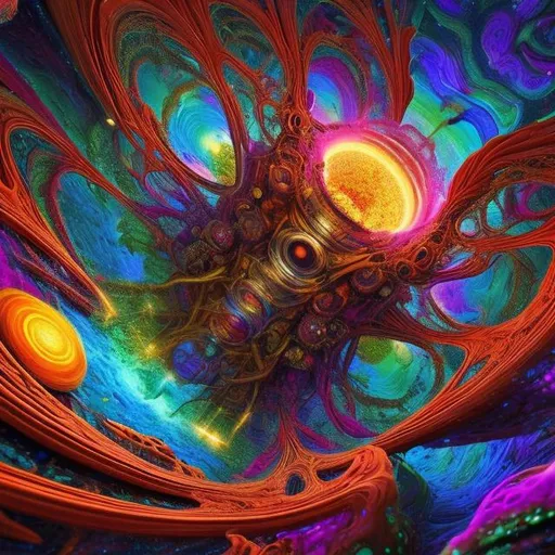 Prompt: Mind-blowing surreal digital art of a cosmic explosion, vibrant and surreal colors, intricate details, high energy, futuristic and abstract, 4k, ultra-detailed, surreal, cosmic, vibrant colors, high energy, digital art, futuristic, abstract, intricate details, professional-quality, dynamic lighting