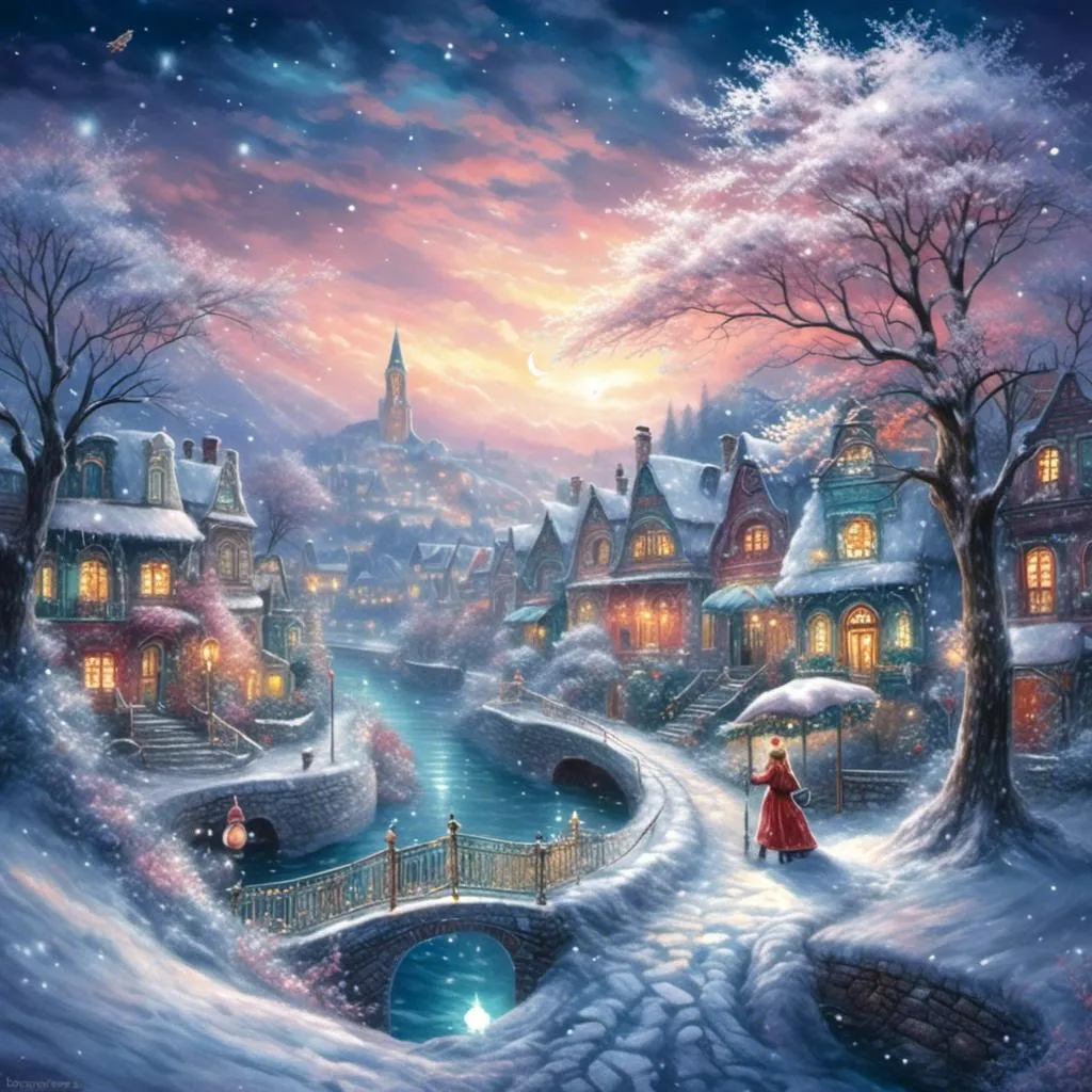 Prompt: <mymodel> let's create a magical snowy night 