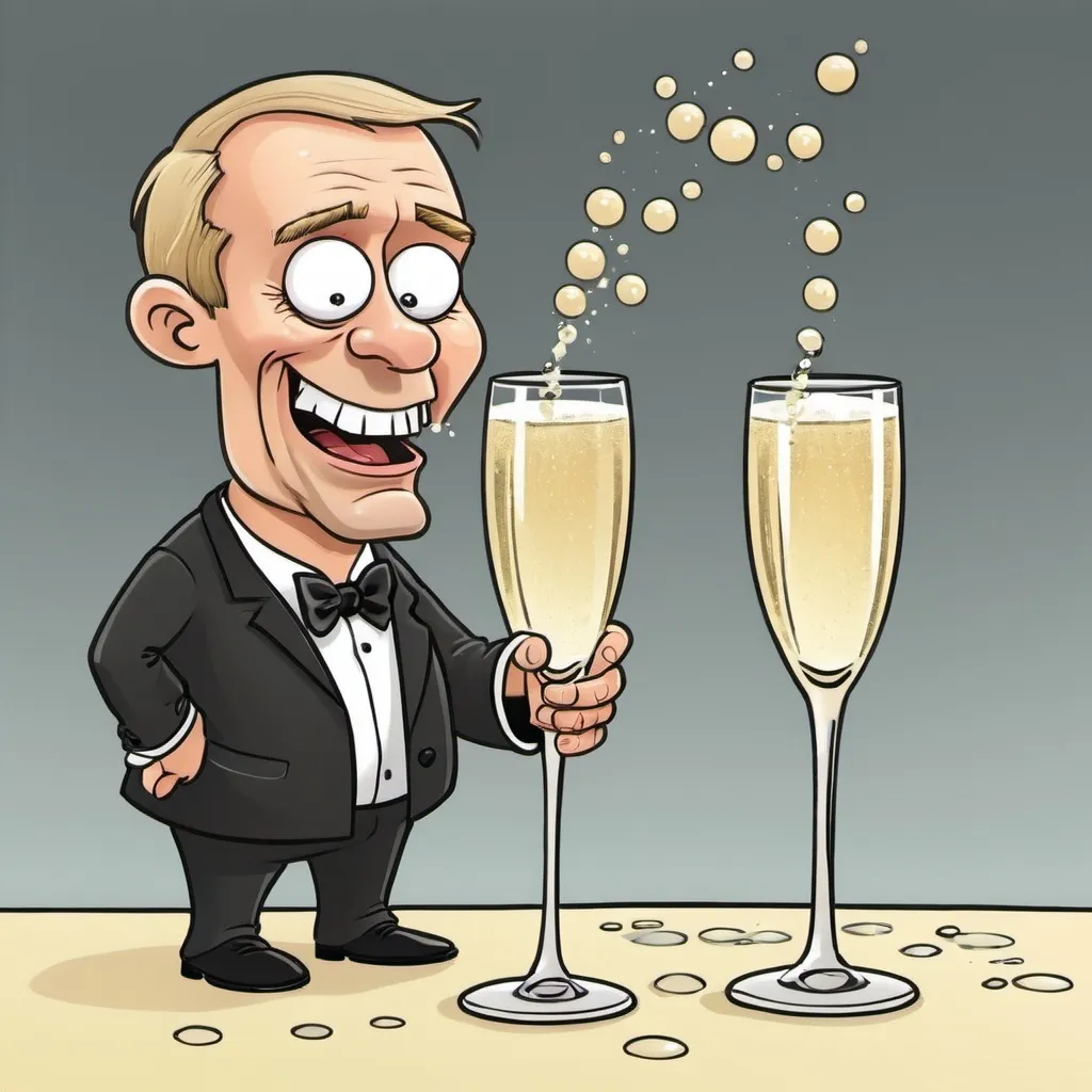 Prompt: a cartoon of bad champagne
