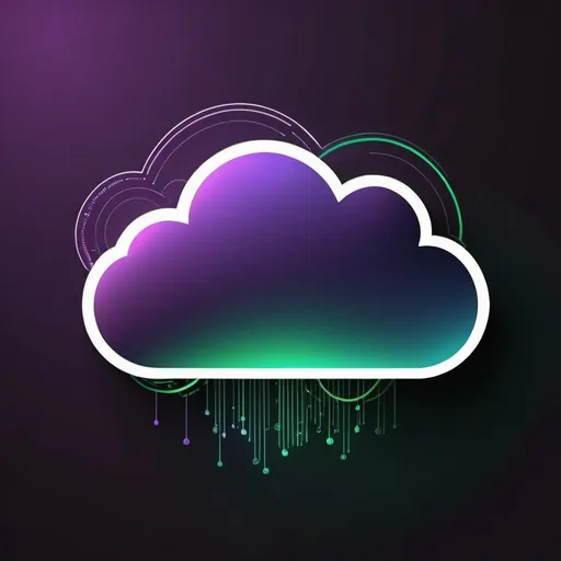 Prompt: crea una nube tecnologica, necesito una imagen que haga referencia a la nube como azure cloud, la necesito para un logo de una empresa que provee servicios de AI en la nube, el logo debe ser innovador, desafiante, ganador, tecnologico. Usa colores morado y verde, usa iluminacion vibrante y sci-fi
