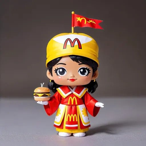 Prompt: Create one cute version of the McDonald's blind box toy with Malaysia's cultural costumes: Kadazan Male and Female 
