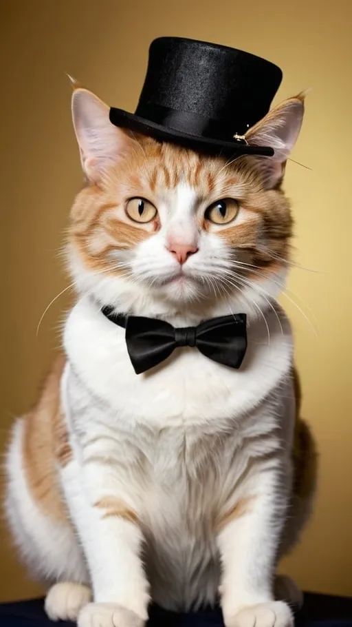 Prompt: Create a realistic photo of a sassy cat that would typically involve capturing an expression that reflects confidence or even a hint of rudeness. The cat could be posed in a way that emphasizes its attitude, such as with a tilted head, half-closed eyes, or a raised paw. Adding accessories like a small hat or a bow tie could enhance the "dressed up" aspect. This combination would embody the sassiness defined by a confident or boldly assertive demeanor.